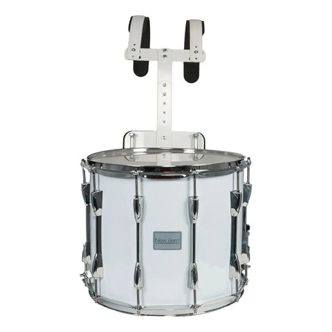 Tarola De Marcha New Beat 14  X 12  Con Baquetas Y Arnés  Sonido Potente En Blanco