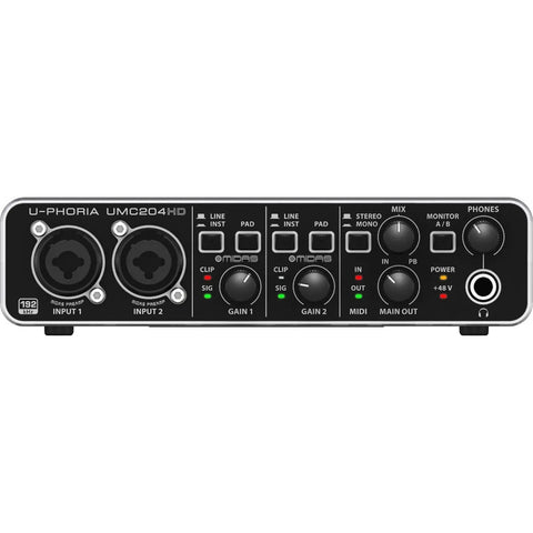 Interface De Audio Usb 2x4, Behringer Umc-204hd Negro