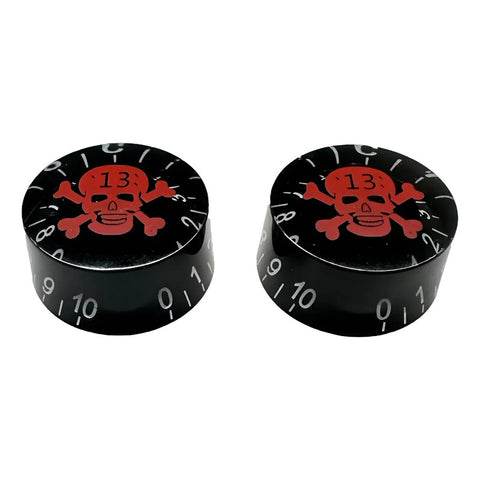 Botones Axlabs Speed Knob Red Skull White Font Negro