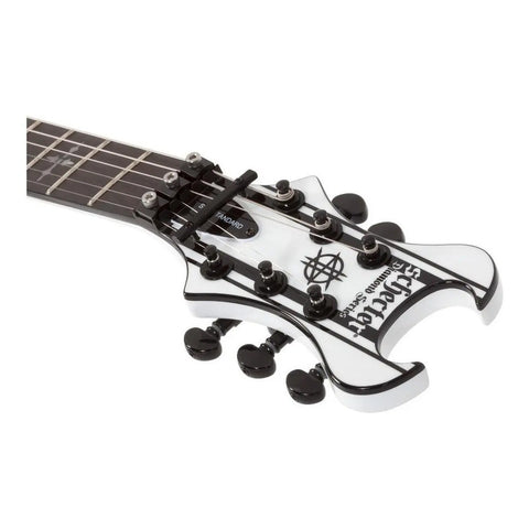 Guitarra Eléctrica Schecter Synyster Gates Signature Caoba Ebony Diestro Gloss White With Black Pin Stripes Ébano
