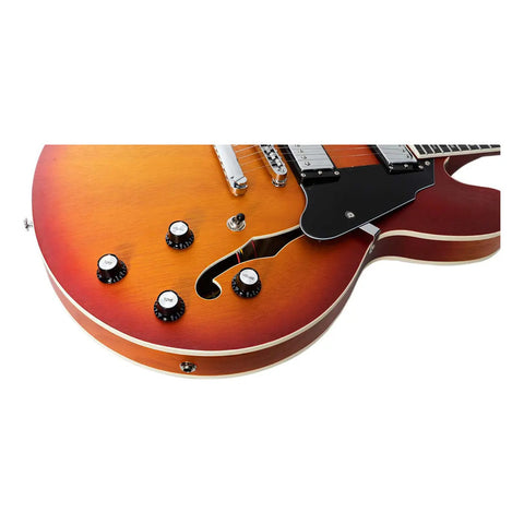 Guitarra Eléctrica Mars Hollowbody 339 Satin Hollow Body De Caoba Sunburst Satinado Con Diapasón De Palo De Rosa Diestro