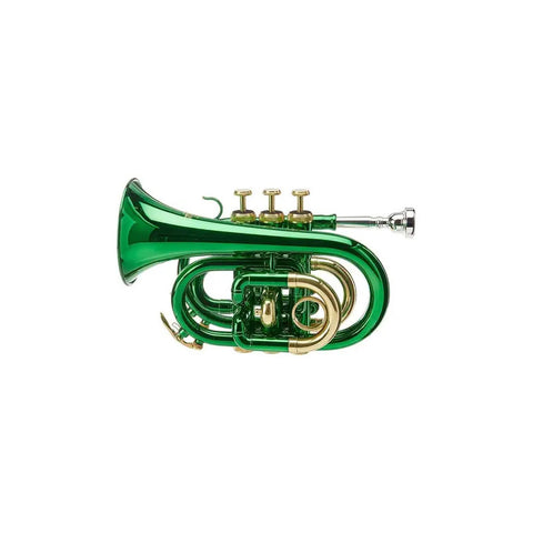 Trompeta Pocket Verde Roy Benson Pt-101e Sib Latón Compacta