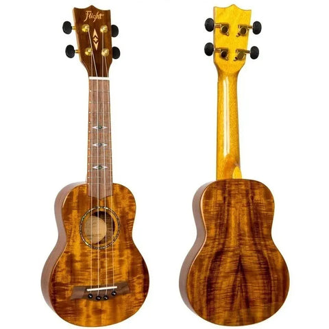 Ukelele Acústico Soprano Flight De Acacia Con Funda Marrón