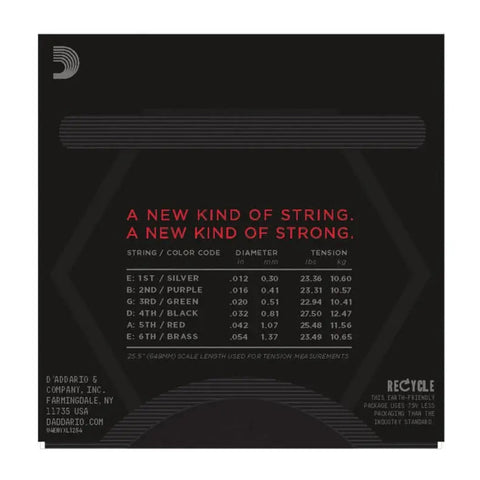 Cuerda E B G D A E Para Guitarra Eléctrica D'addario Nyxl Nyxl1254