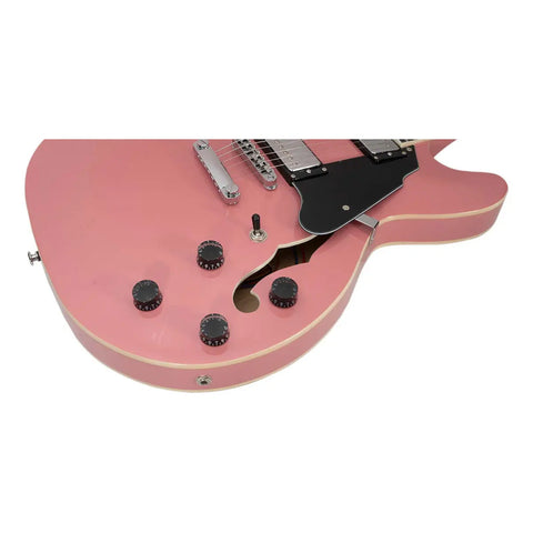 Guitarra Eléctrica 6 Cuerdas Mars Hollowbody 335 Studio Rosa Diestro Rosa Palo De Rosa
