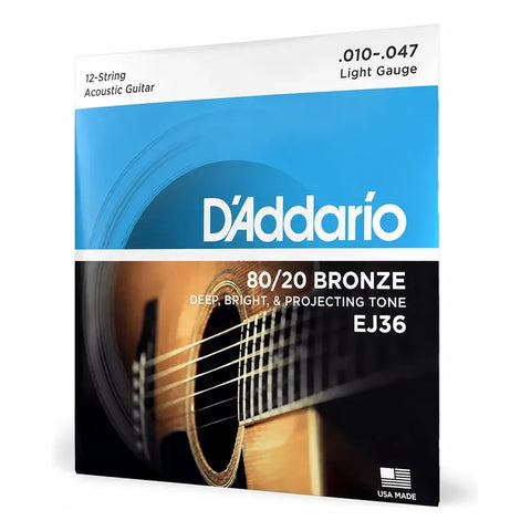 D'addario Ej36  Cuerdas Guitarra 12 Cuerdas Bronze 10-47