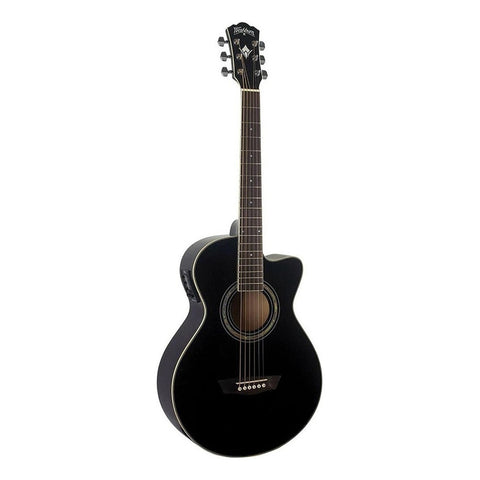 Guitarra Electroacústica Washburn Festival Ea10 Para Diestros Black Brillante