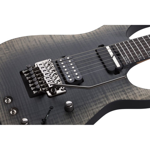 Guitarra Schecter Banshee Mach-7 Fr-s Fallout Burst Diestro Gris Oscuro Ébano