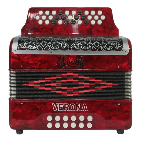 Acordeón Rojo De 31 Botones Tono De Fa Moretti Verona Fbbeb