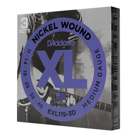 Juego 3 Cuerdas Para Guitarra Eléctrica Daddario Exl115-3d