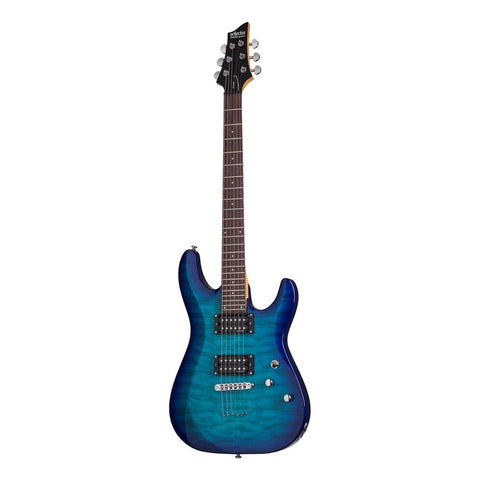 Guitarra Eléctrica Schecter De Tilo Ocean Blue Burst Con Diapasón De Palo De Rosa