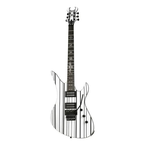 Guitarra Eléctrica Schecter Synyster Gates Signature Caoba Ebony Diestro Gloss White With Black Pin Stripes Ébano