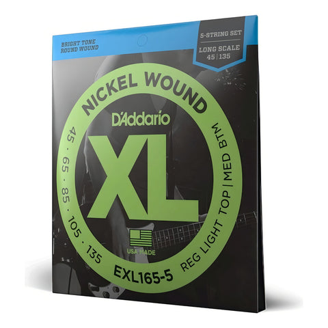 Daddario Exl165-5 Juego Cuerdas P/ Bajo De 5 Cuerdas 45-135