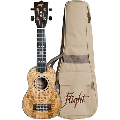 Ukelele Soprano Acústico Flight Amarillo Fresno 4 Cuerdas Con Funda