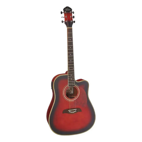 Guitarra Electroacústica 6 Cuerdas Oscar Schmidt Og2ce Rojo Dreadnought