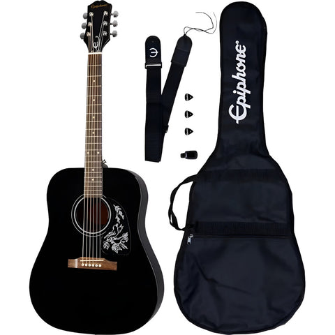 Pack Guitarra EpiPhone Starling Black Acoustic Player Ebony Diestro
