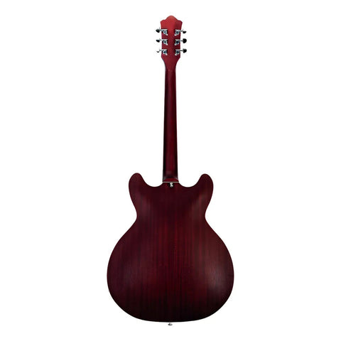 Guitarra Eléctrica Mars Hollowbody 335 P90 Satin Red Diestro Rojo Palo De Rosa
