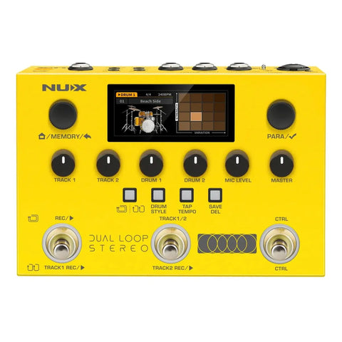 Pedal Looper Nux Dual Loop Stereo De Doble Pista Con 4 Efect Amarillo