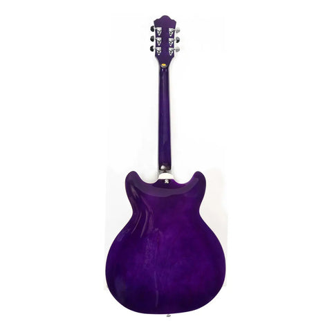 Guitarra Eléctrica 6 Cuerdas Mars Hollowbody 335 Custom Ppl Color Púrpura Material Del Diapasón Palo De Rosa Orientación De La Mano Diestro