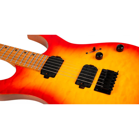 Guitarra Eléctrica 6 Cuerdas Spira Guitars S-500 Fif Flame Diestro Naranja Oscuro