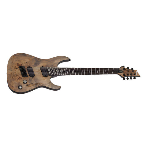Guitarra 7 Cuerdas Schecter Omen Elite-7 Multiscale Charcoal Diestro Dorado Oscuro Palo De Rosa