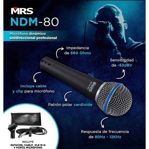 Microfono Dinamico Color Negro Morrison Mrs Ndm-80 Negro