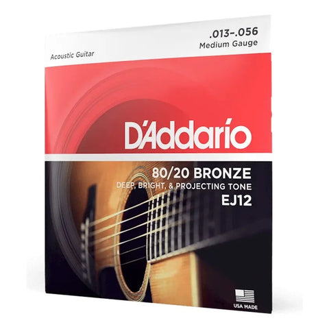 Cuerdas D'addario Para Guitarra Ej12 Brone 80/20 Steel, 0,013 Pulgadas