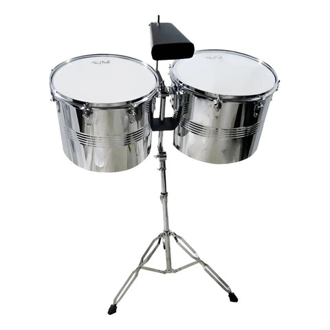 Timbales New Beat Lt-256cd 14 Y 15 Pulgadas Con Cencerro Base Acero