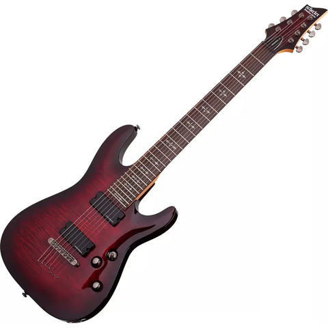 Guitarra 7 Cuerdas Schecter Demon-7 Crimson Red Burst Diestro Rojo Maple