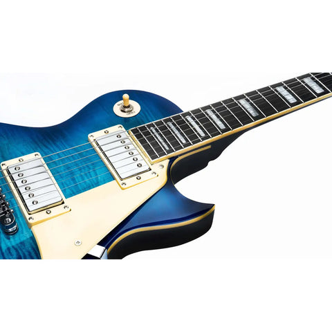 Guitarra Electrica Mars Lp Style Standard Satin Blue Hh Diestro Azul Satinado Palo De Rosa