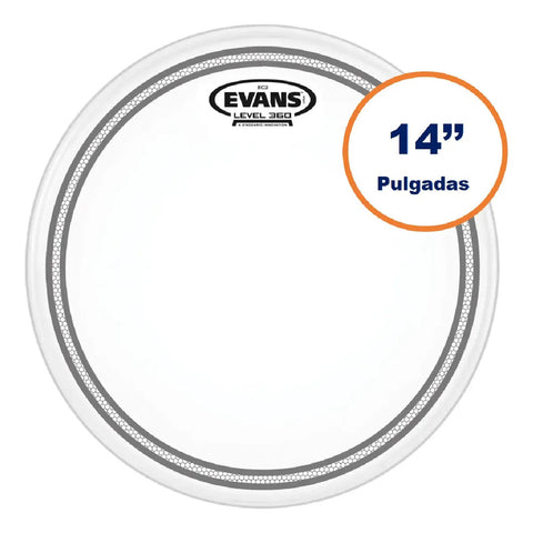 Evans B14ec2s Parche 14 Pulgadas Transparente P/ Tom Batería