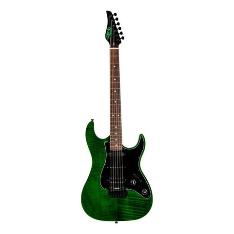 Guitarra Electrica Verde Transparente Jet Guitars Js450 Diestro Verde Transparente Maple Tostado
