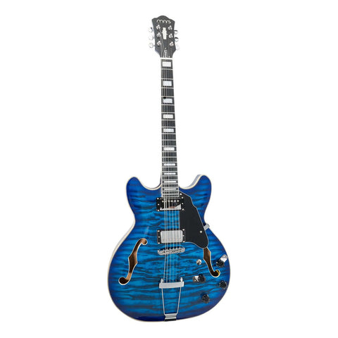 Guitarra Eléctrica 6 Cuerdas Mars Hollowbody 335 Custom Azul Diestro Azul Palo De Rosa