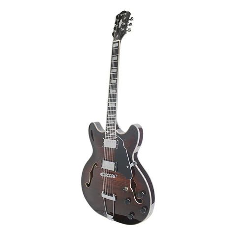 Guitarra Eléctrica Mars Hollowbody 335 Classic Bro De 6 Cuerdas En Marrón Oscuro Diestro Palo De Rosa