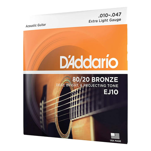Encordadura Bronce 80/20 Calibre .010 - .047 Daddario Ej-10