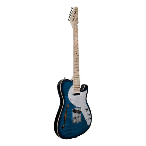 Guitarra Eléctrica 6 Cuerdas Mars Hollowbody Color Azul Material Del Diapasón Arce Orientación De La Mano Diestro