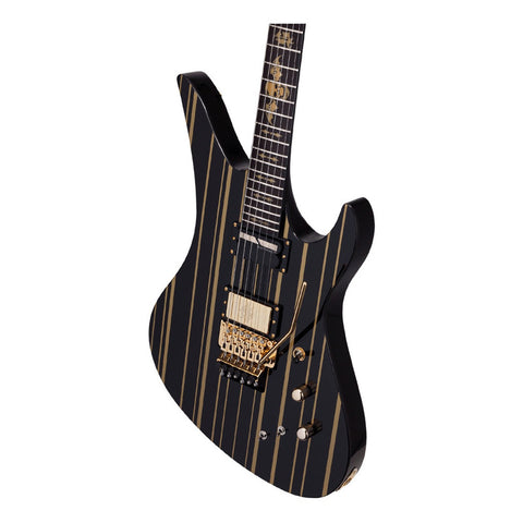 Guitarra Eléctrica Solida Schecter Synyster Custom-s Diestro Gloss Black With Gold Stripes Ébano