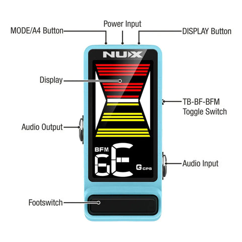 Pedal Afinador Electrónico Color Azul Nux Ntu-3mkii Agua
