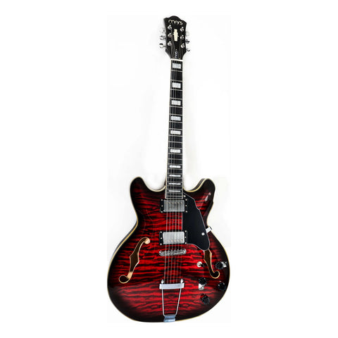 Guitarra Eléctrica 6 Cuerdas Mars Hollowbody 335 Custom Red Diestro Rojo Palo De Rosa