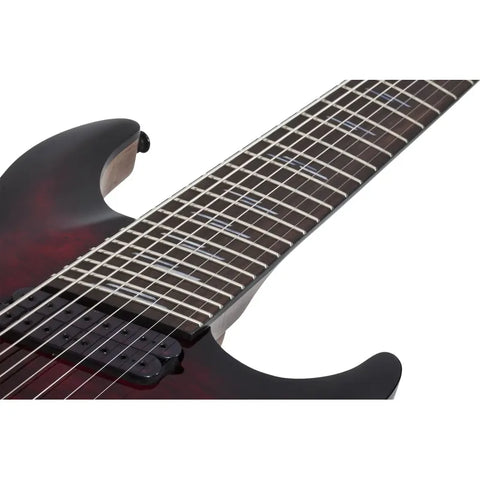 Guitarra 8 Cuerdas Schecter Omen Elite-8 Multiscale Black Ch Diestro Rojo Palo De Rosa
