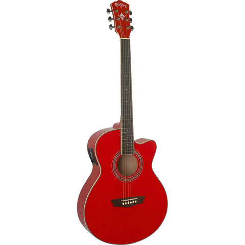 Guitarra Electro-acustica Color Rojo Washburn Ea12 Red Rojo Derecha