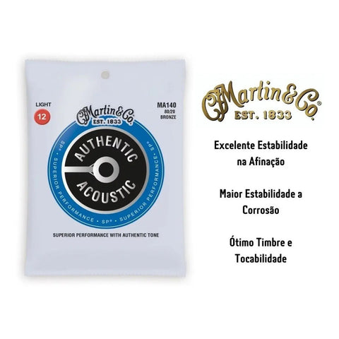 Martin Ma140, Cuerdas Para Guitarra Acústica 80/20 Light