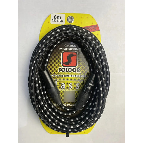 Cable Tejido Micrófono Xlr Color Combinado Solcor 5226t06 6m