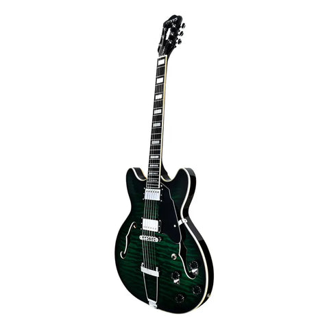 Guitarra Eléctrica 6 Cuerdas Mars Hollowbody 335 Custom Verd Diestro Verde Oscuro Palo De Rosa