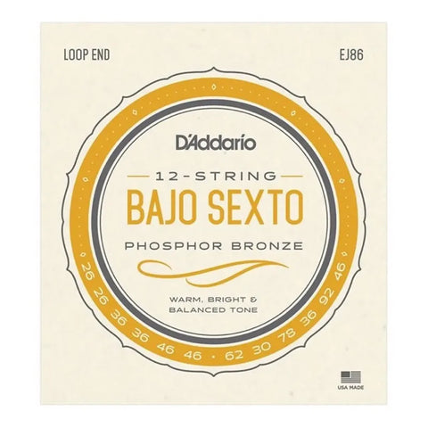 Paquete De 12 Cuerdas Para Bajo Sexto, Daddario Ej86