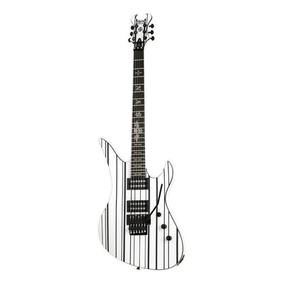 Guitarra Eléctrica Schecter Synyster Standard De Caoba Gloss White With Black Pin Stripes Brillante Con Diapasón De Ébano