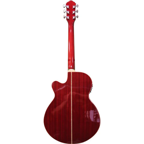 Guitarra Electroacústica Oscar Schmidt Og10cef 6 Cuerdas Rojo Transparente Flame Trans Red