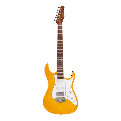 Guitarra Eléctrica Con Case Serie Unique Babilon Leggend-am Color Amarillo