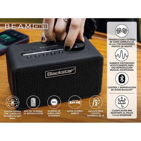 Blackstar Beam Mini Amp Guitarra Bajo Bluetooth Moises Ai Negro