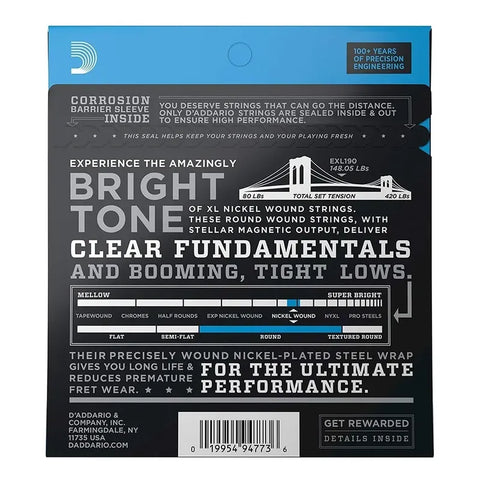 D'addario Exl190 Cuerdas Para Bajo Eléctrico 40-100